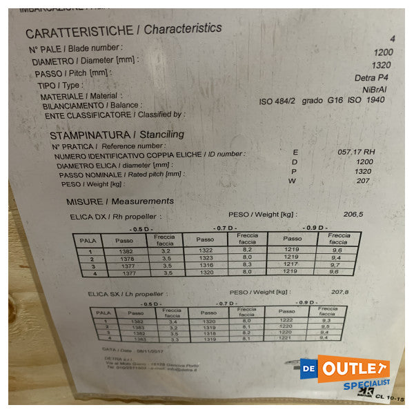 Detra 4-Blade Nibral Propell M84-M86 D1200 X P1350 Z4 DX-21518B