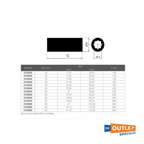 ブロンズユニバーサル軸受70ミリメートル/シャフトベアリング - 2732070