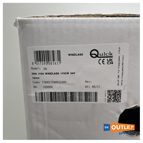 クイック DH4 電動アンカーウィンチ 1700W 24V 12 mm - FSDR17240012A00