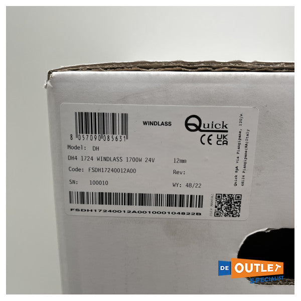 クイック DH4 電動アンカーウィンチ 1700W 24V 12 mm - FSDR17240012A00
