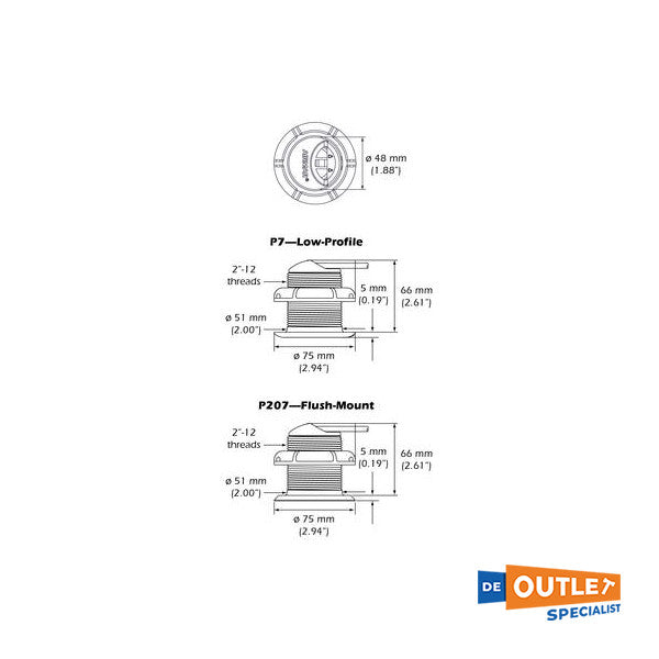 Transdutor de profundidade Airmar P7 curto de 200 kHz - 31-255-1-02