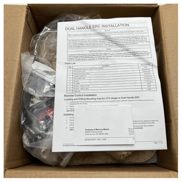 Mercruiser DTC トリム機能付きデュアルエンジンコントロールハンドル - 8M0096751