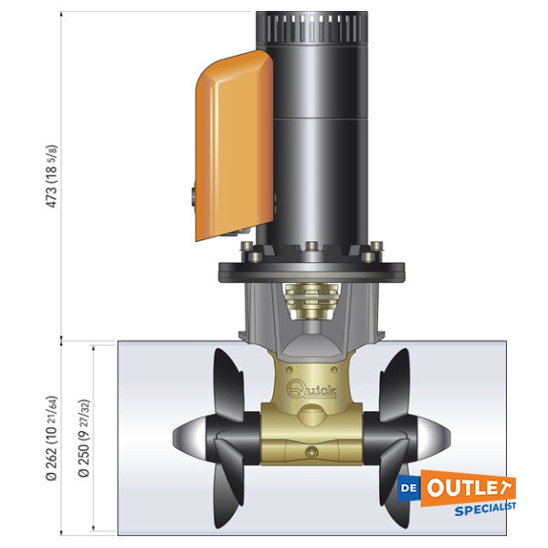 クイックBTQ 250 mm|120 KGF|12V デュオプロップ バウスラスター - FGBT25140240T00