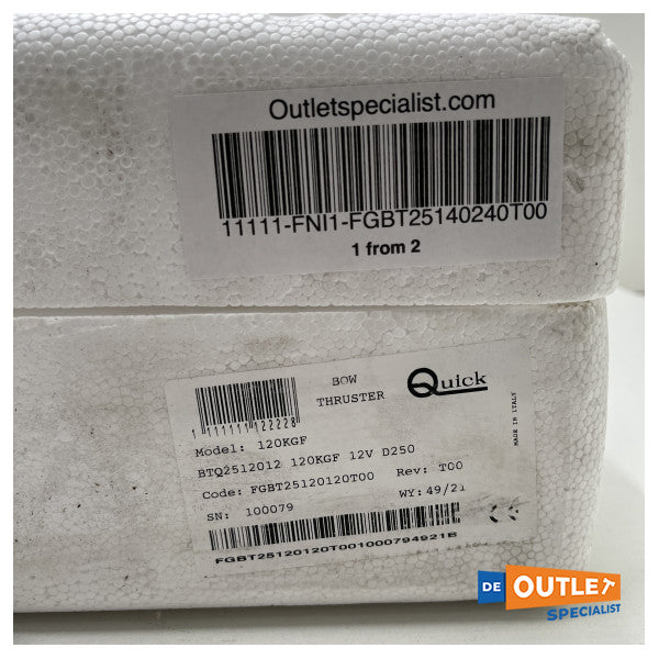 Dziobowy ster strumieniowy Quick BTQ 250 mm | 120 KGF | 12V - FGBT25140240T00