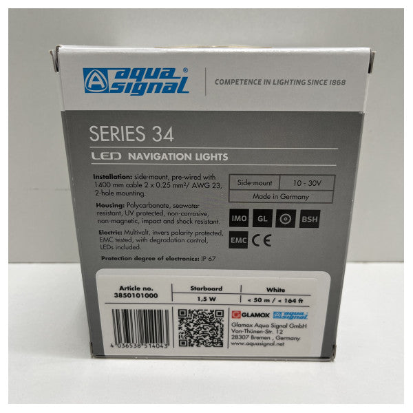 アクアシグナル・シリーズ34 LEDナビゲーション・ライト・スターボード・ホワイト - 20183