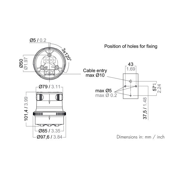 Aqua Signal Series 34 LED Toplight Navigational Light 12 / 24V - 4036538546907