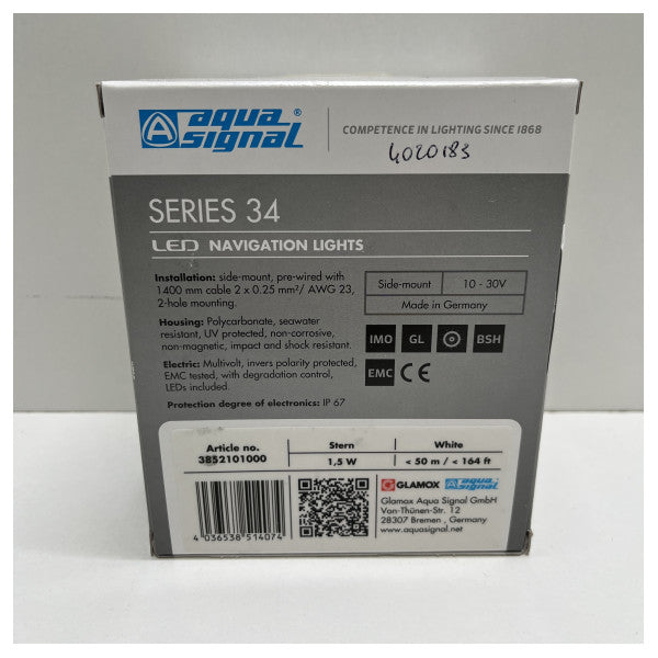 Aqua Signal Series 34 LED Stern Light White 12/24V Navigation Licht - 3852101000