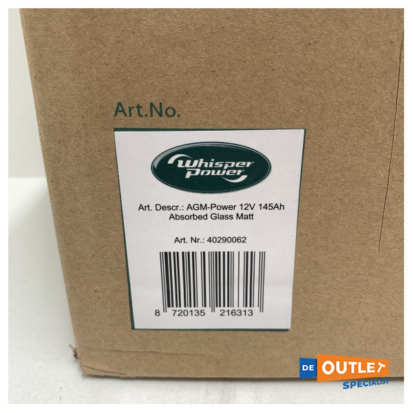 Whisper Power batteria AGM senza manutenzione 12V - 145 Ah - 40290062