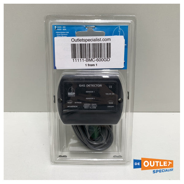 BEP 600GDL -kaasunilmaisin, jossa on kaasuventtiilin liitäntä ja ohjain.