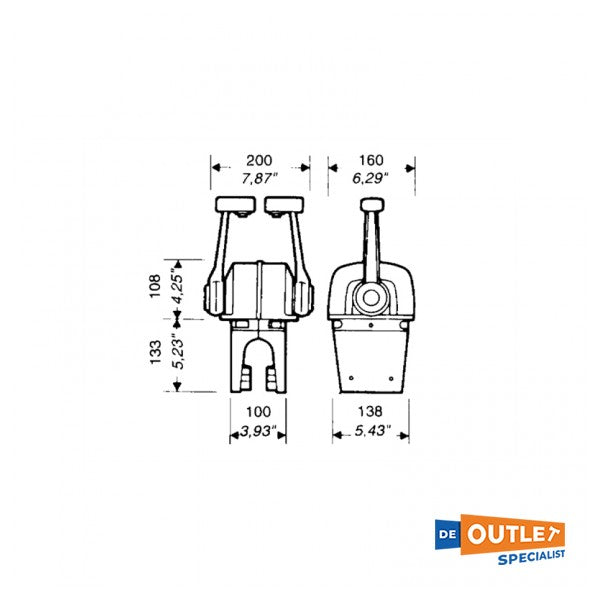 Caja de control de doble motor ultraflex B79 / manija del acelerador negro