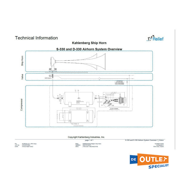 Kahlenberg S -330 Marine Air Horn Chrome 20 - 75 M - 136 DB