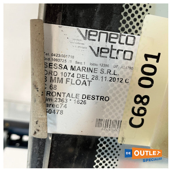 Sessa Marine C68 janela do cockpit em vidro frontal - 050478