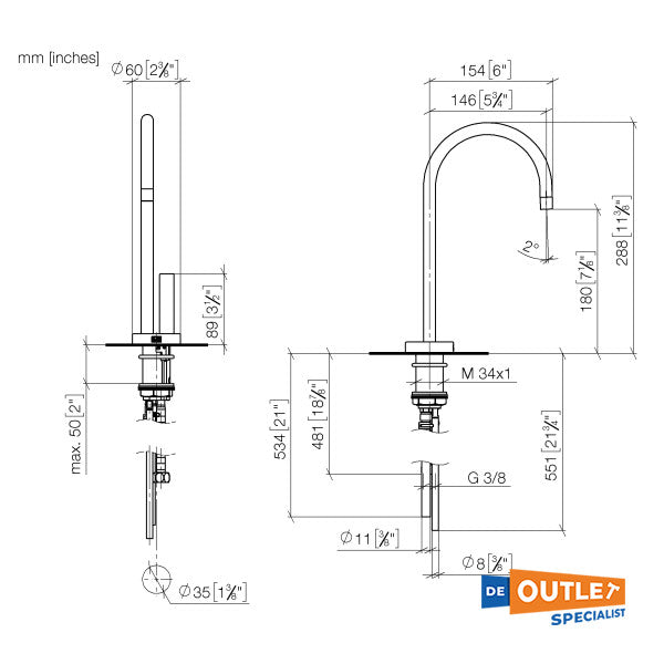 Dornbracht Tara Ultra sıcak | soğuk su sebili krom - 17861875-00