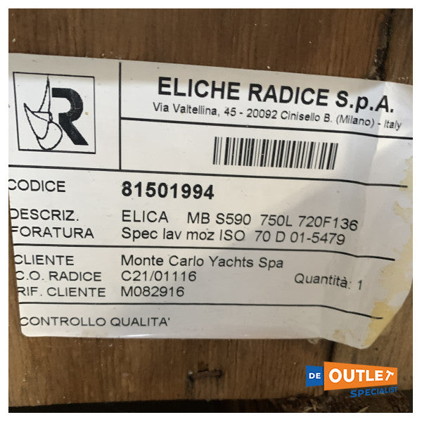 Eliche Radice 5-bladet nibral 750 x 810 DX RH70 S5 90 ST-5MA propel