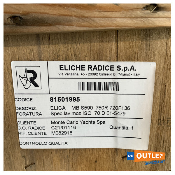 Eliche Radice 5-blade nibral 750 x 810 SX RH70 S5 90 ST-5MA propeller