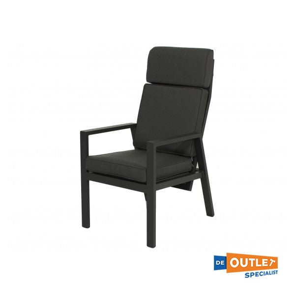 Garden Impressions Altata verstelbare tuinstoel aluminium antraciet met kussens