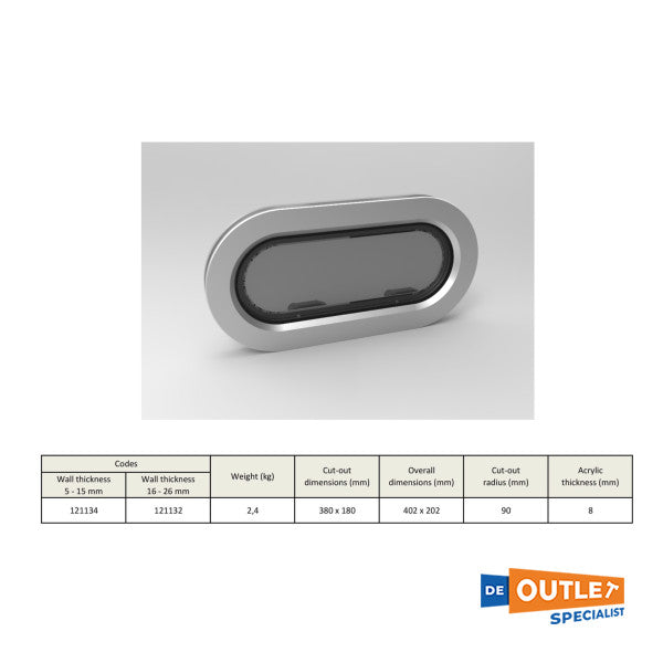 Ілюмінатор Goiot Cristal 33.13 380 x 180 мм - 73105279