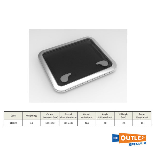 Алуминиев люк за палуба Goiot Opal T54 507 x 392 mm - 116029