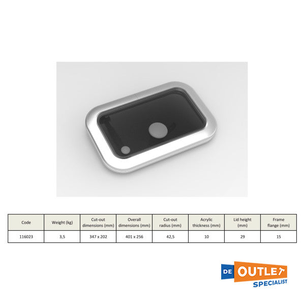 Portinhola de alumínio Goiot Opal 20 347 x 202 mm - 73115503