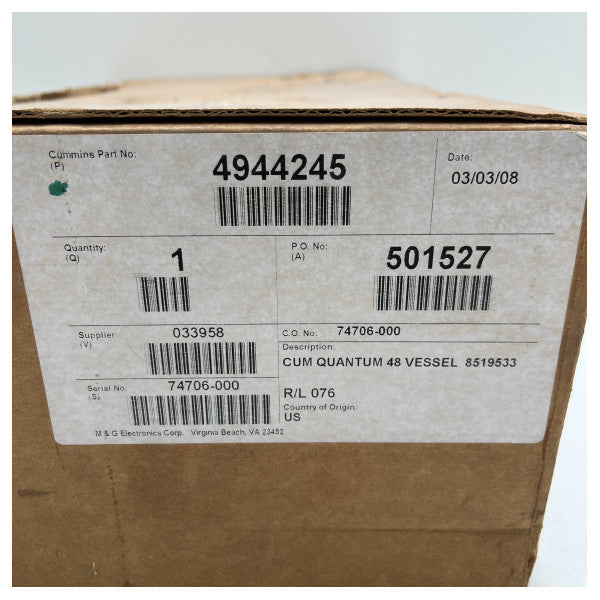 Cummins QSB/C/L/M Vessel Interface Panel 8519533 - 4944245