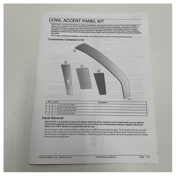 Mercury 450R Cowling Cowl Panel Kit Graphite Gray - 8M0148190