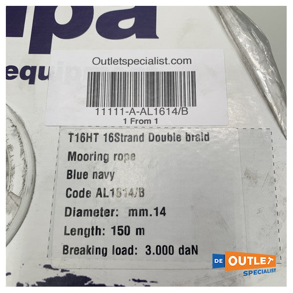 Roll allpa double braided Landvast 14 mm - 150 m Blue Navy