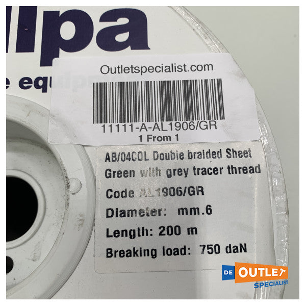 Roll Allpa Allcord Double braided line 6 mm Green 200 M - AL1906/GR