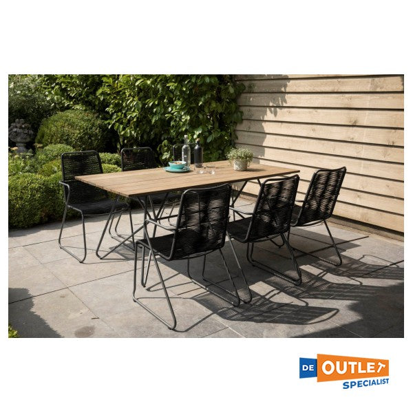 Exotan Slimm houten tuintafel 180 x 100 cm antraciet met stalen frame