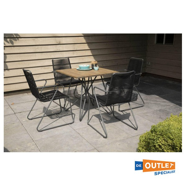 Exotan Slimm houten tuintafel 80 x 80 cm antraciet met stalen frame