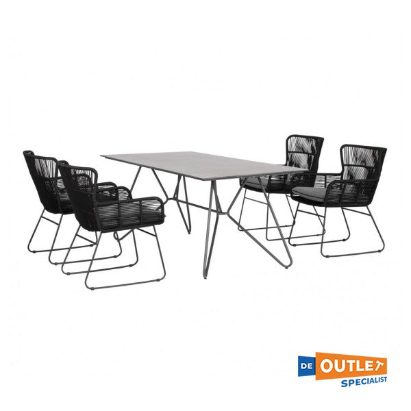 Exotan Grace tuintafel betonlook 180 x 100 cm antraciet met stalen frame