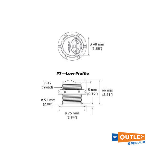 Дълбочинен преобразувател Raymarine P7 Tru-Hull - E26009