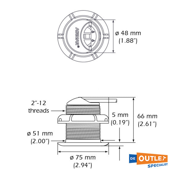 Raymarine P7 Short Truhull Depth Transducer - E26021