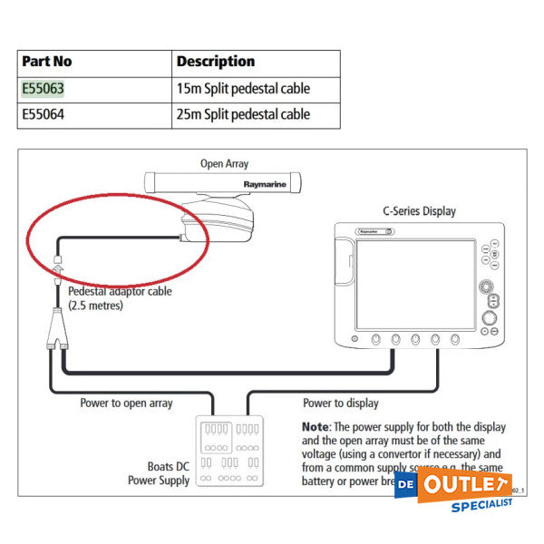 Роздвоєний кабель для важких радіолокаційних п'єдесталів Raymarine - E55069