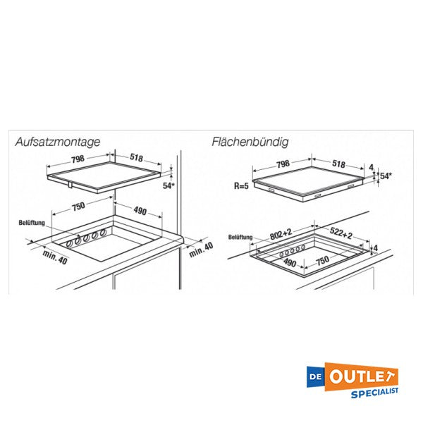 Kuppersbusch KI8120.0SR 4-zone inductiekookplaat zwart 75 cm
