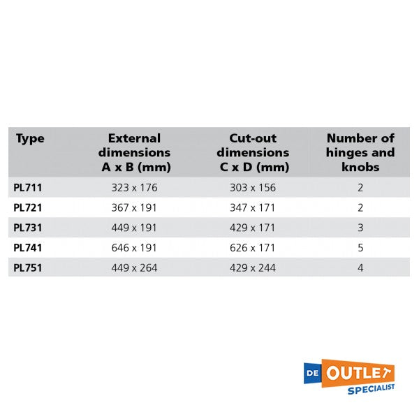 Ілюмінатор Vetus 156 x 303 мм чорний з отвором - PL711