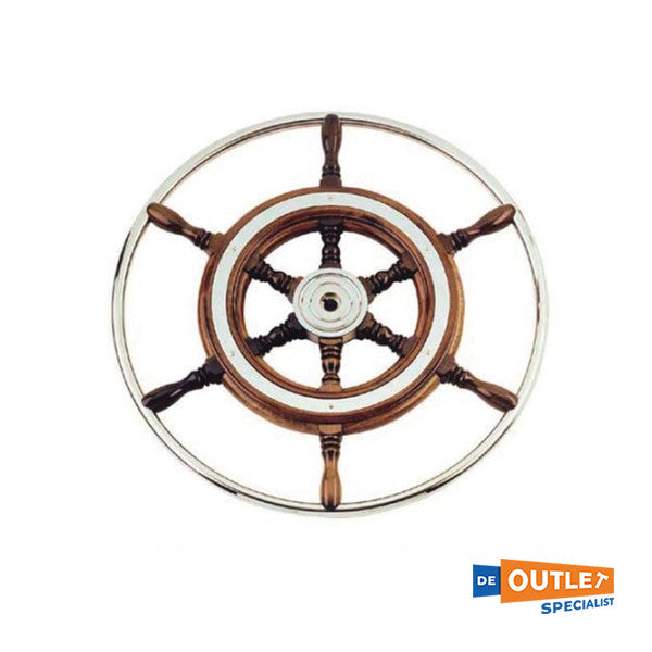 Volante Allpa in acciaio inox Tipo 3 | 60 cm in mogano