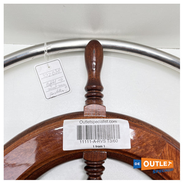 Volante Allpa in acciaio inox Tipo 3 | 60 cm in mogano