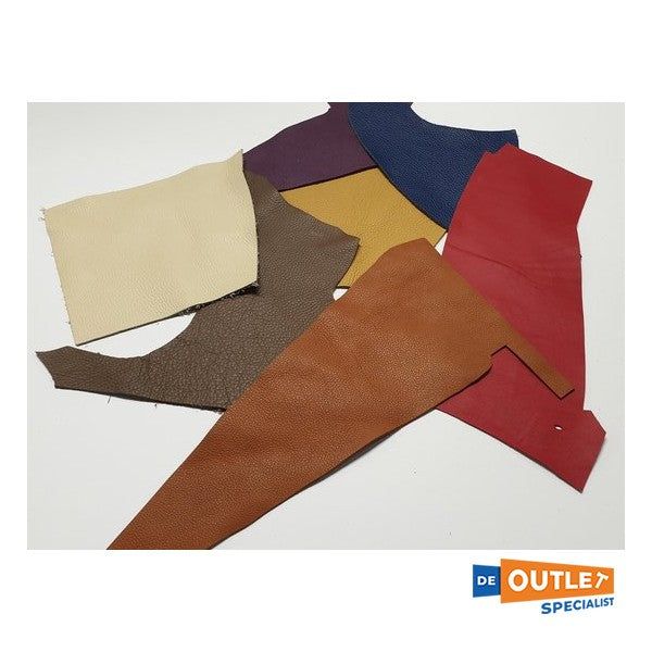 Different types of fabrics including leather sheets