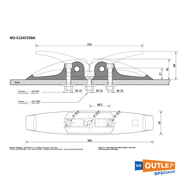 Алуминиева сгъваема щипка Nomen 250 mm - 250.SL