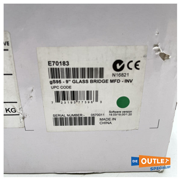 Γυάλινη οθόνη γέφυρας της σειράς Raymarine GS95 9 ιντσών - 6 ωρών - E70183