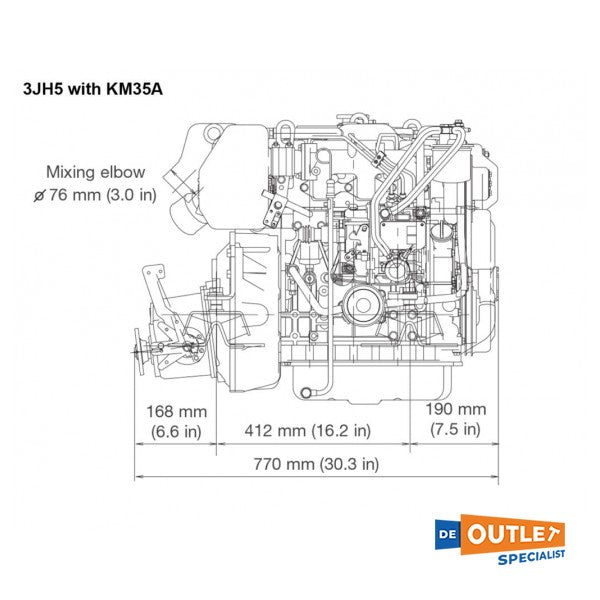 Дизелов двигател Yanmar 3JH5E 39 к.с. с бордово задвижване