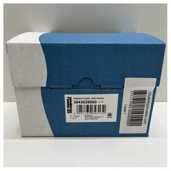 Aqua Signal δεξιά πράσινη σειρά πλοήγησης 41 με λευκό περίβλημα - 3543626000