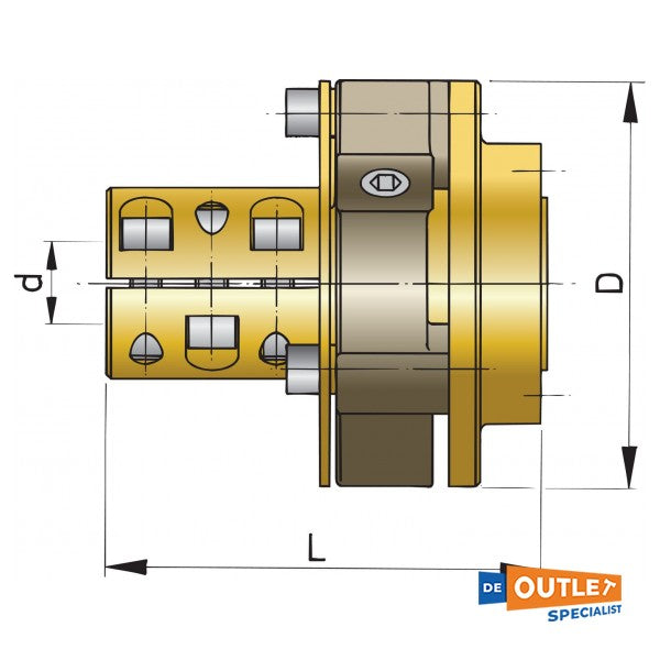 Vetus Bullflex flexibele schroefaskoppeling type 12 35 mm as - BULFL1235