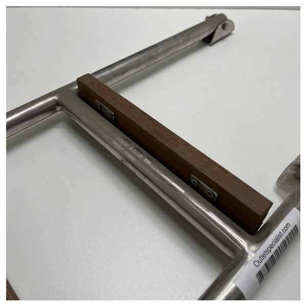 Фиксирана стълба за плуване от неръждаема стомана с 2 дървени стъпала 50 x 30 cm