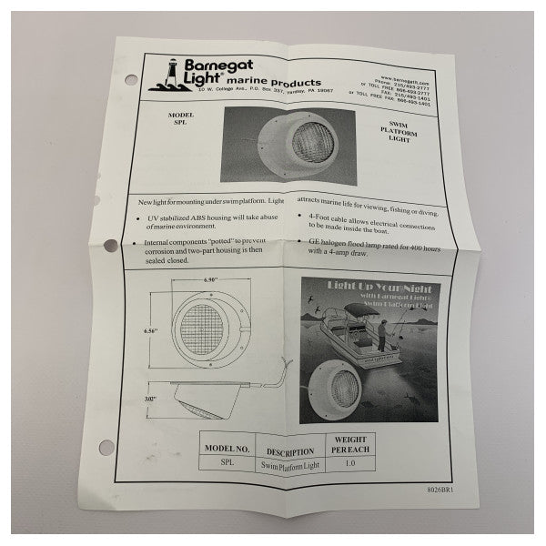 Barnegat sous-marin plate-forme de natation légère - SPL -12V