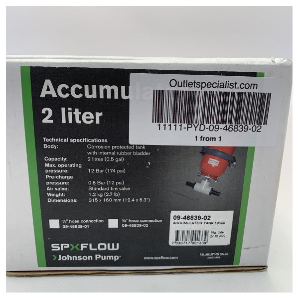 Johnson 09-46839-02 Akkumulator tank rød 2l