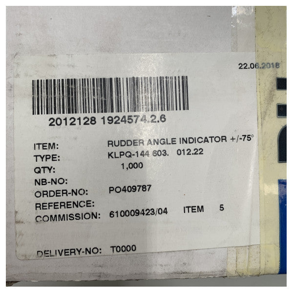 Raytheon Anschutz Rudder Angle Indicateur Affichage - 70 degrés - KLPQ -144 603