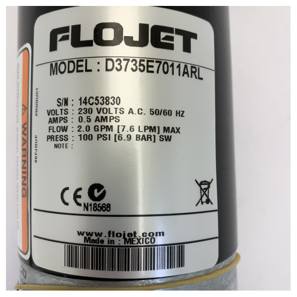 Pompe à diaphragme Flojet Duplex II auto-amorçante 230V 7.6L/min 100 PSI 