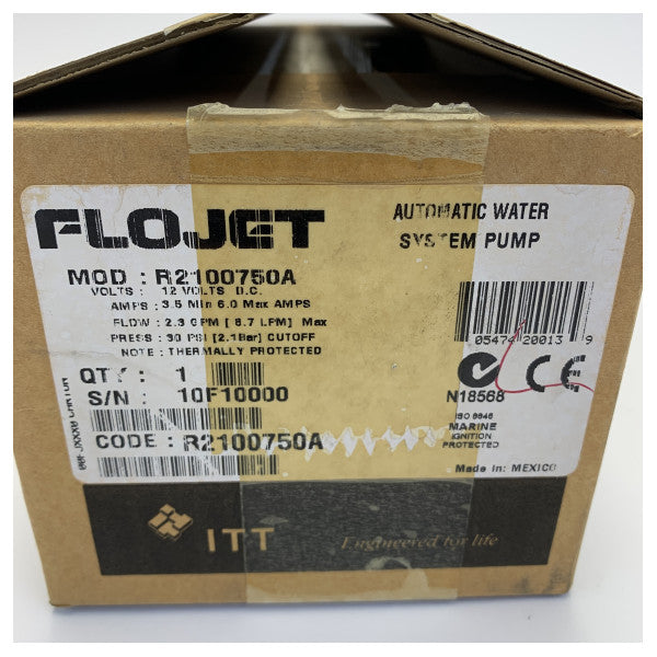 Pompe à eau douce à diaphragme Flojet R2100750A 8,7L/m 30 PSI 12V 