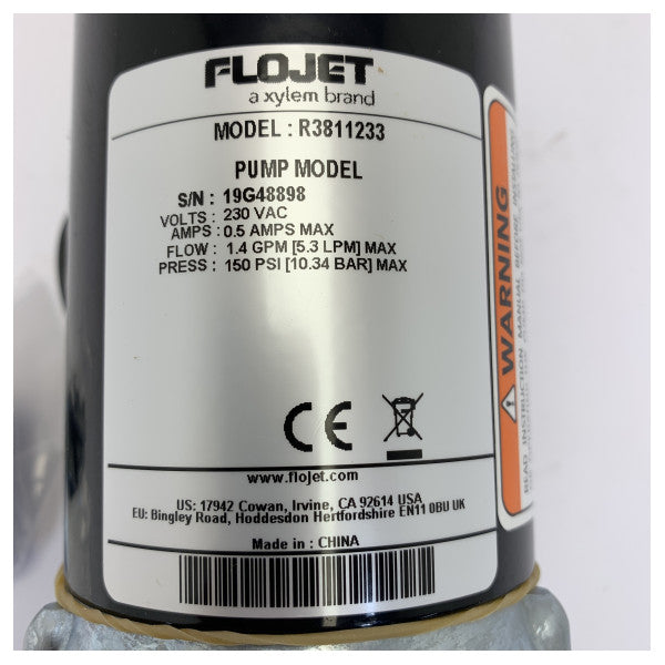 Pompe à liquide Flojet R3811233A Triplex HP Series Deman 230V - 5.3L/m 150 psi 